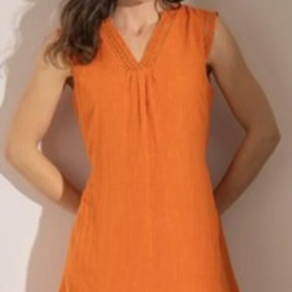 Sleeveless Cotton dress Layered Tunic Top orange size large Marie Claire - Picture 13 of 16